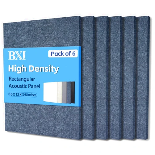 BXI Sound Absorber - 16 X 12 X 3/8 Inches 6 Pack High Density Acoustic Absorption Panel, Sound Absorbing Panels Reduce Echo Reverb, Tackable Acoustic Panels for Wall and Ceiling Acoustic Treatment