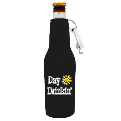 Coolie Junction Day Drinkin Bottle Coolie with Opener Attached (Black, 1)