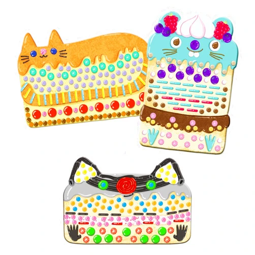 DJECO LPA Cakes & Sweets Collages Mosaic Kit - Create Your Own Spark w/Glitter for Home - Fun & Creative for Family & Friends, Boy & Girls, Educational, Sticker Craft Kit for Children 3+ Years