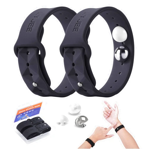 LYJEE Motion Sickness Bands Anti Nausea Wristband for Adult and Kids Morning Sickness Relief for Pregnant Women Acupressure Nausea Relief for Car, Sea, Air Sickness (Black)