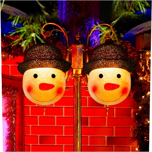 Atiloy 2PCS Christmas Snowman Porch Light Covers for Porch Lights, Garage Lights, Large Light Fixtures, Xmas Snowman Lamp Post Covers, Christmas Outdoor Decorations（Black）