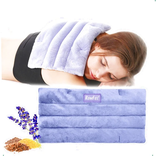Romfox Microwavable Heating Pad for Pain Relief, Moist Heat for Cramps, Muscles, Joints, Back, Neck and Shoulders, Heat Compress Pillow, for Both Hot and Cold Therapy (11.8 * 5.9 Lavender)