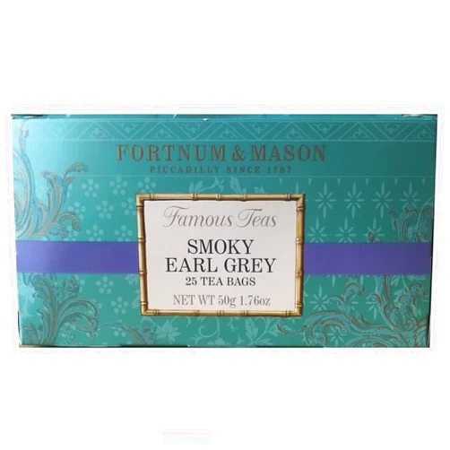 Fortnum & Mason Fortnum and Mason Smoky Earl Grey 25 Count Tea Bags 50g (1 Pack) Cellophane Sealed Box