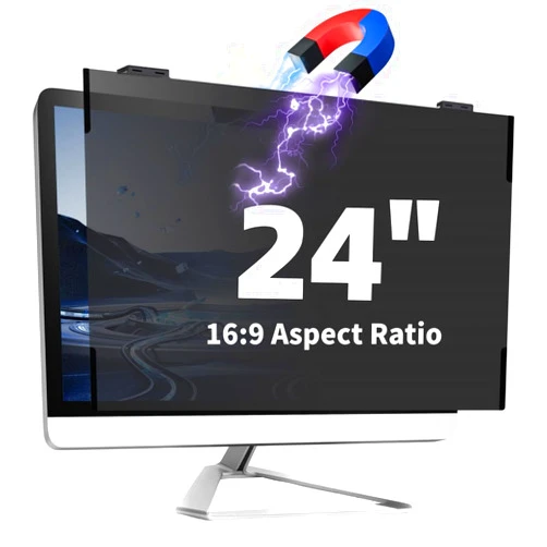 JEAPKA Magnetic Computer Privacy Screen 24 Inch, Removable Hanging Privacy Screen Shield for Frameless Monitor 16:9 Widescreen, Anti Blue Light Privacy Filter, Anti-Glare Protector