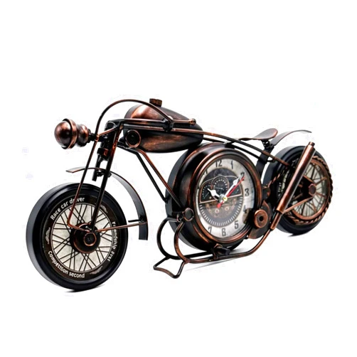 YOUKI Metal Motorcycle Art Wall Decor Desk Shelf Clocks Non Ticking Battery Operated Home Decorative Gift Idea,Wall Decorations for Bedroom Office 16.6 x 1.5X 7.9 Inches,Bronze