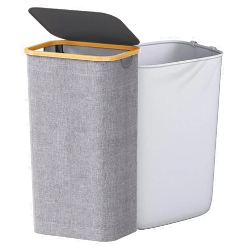 SUWARMN Laundry Basket with Lid, 55L Laundry Hamper with Inner Bag for Nursery, Laundry Organizer Storage Basket of Dirty Clothes,Toys and Blankets in Bathroom,Baby Room and Living Room(Grey)