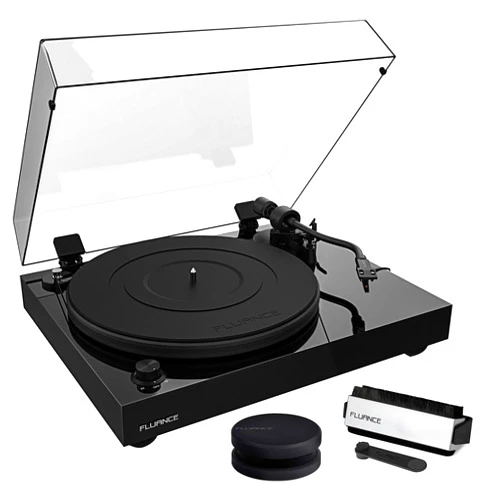Fluance RT82 Reference High Fidelity Vinyl Turntable Record Player with Ortofon OM 10 Cartridge, Speed Control Motor, Record Weight, 3 in 1 Stylus and Record Cleaning Vinyl Accessory Kit