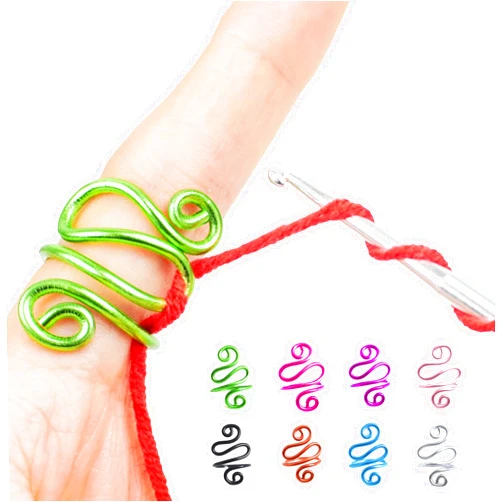 Sensemory Handmade Crochet Tension Ring, Lefties & Righties Yarn Tension Control Ring, Adjustable Companion Ring, Gift for Crocheters Knitters, Birthday Gifts For Mom, Teacher (Size 7-10, Light Green)