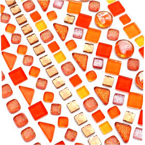 LITMIND Assorted Orange Irregular Crystal Mosaic Tiles, 9oz Value Pack - Perfect for Art Crafts, Mosaic Making Projects, Home Decor, and More
