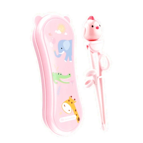Goryeo Baby Training Chopsticks for Kids - Use Completely Harmless Material - Anti-dislocation Buckle Design - Includes Portable Box (Pink)