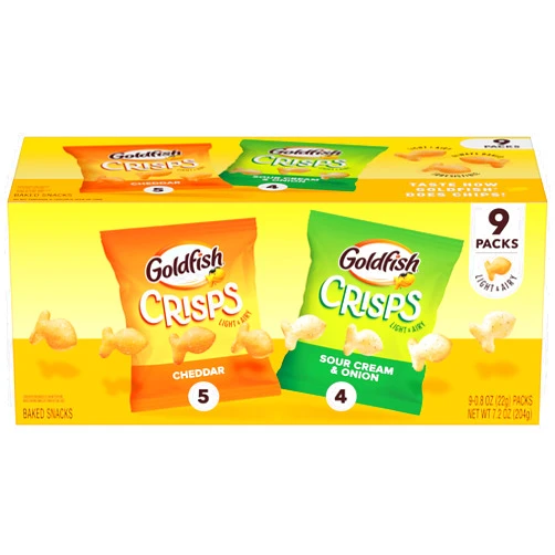 Goldfish Crisps Baked Chip Crackers Variety Pack, 0.8 Oz Snack Packs, 9 Pk