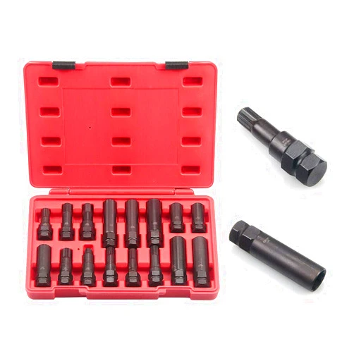 VCT 16 Piece SAE Metric Universal Locking Lug Nut Master Key Set Wheel Lock Removal Kit For Aftermarket And Factory Wheels