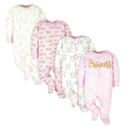 Gerber Baby Girls' 4 Pack Sleep 'N Play Footie