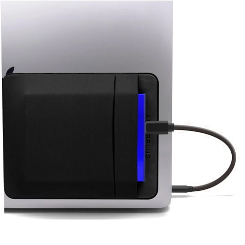AFTERPLUG A [2 Pockets] Afterplug External Hard Drive Travel Pouch for Laptop, Reusable Stick On Holder for Wireless Mouse/Earphones/Portable External HDD/SSD—Seagate, WD, LaCie, SanDisk - Black