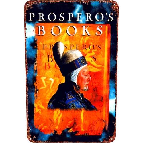 XUIGYA Prospero's Books Vintage Metal Tin Sign Movie Poster Wall Art Decor 8x12 Inch for Home Cafes Office Store Pubs Club Sign Gift