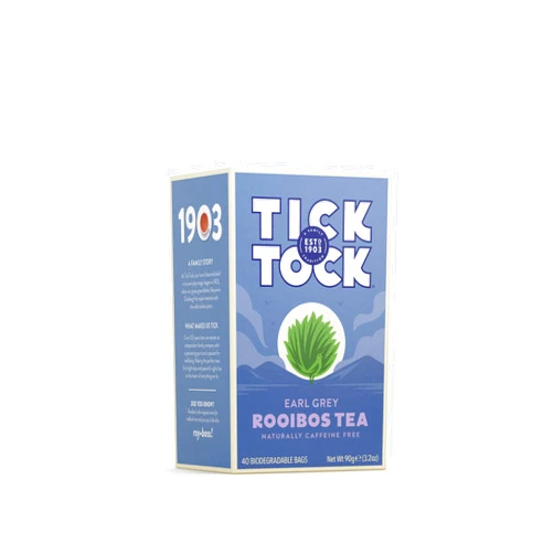 TICK TOCK TEAS Bags Earl Grey Rooibos Tea, 40 Count - Packaging May Vary