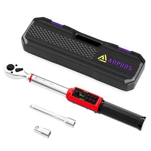 ANPUDS Digital Torque Wrench 3/8 Drive, 1.5-99.6Ft.lb/2-135Nm, 3/8 Digital Torque Wrench Set with ±1% Accuracy, Vibration, Buzzer and LED Flash Notification for Bike Motorcycle Car