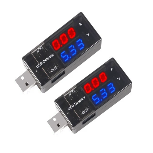 ATNSINC 2PCS Dual USB Current Voltage Charging Detector Voltmeter Ammeter Charger Doctor USB Tester DC LED Display (Color: Red & Blue)