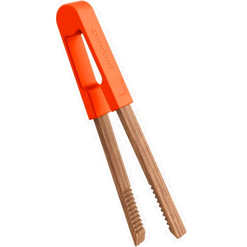 Prepara Toaster Tongs, Wood/Orange