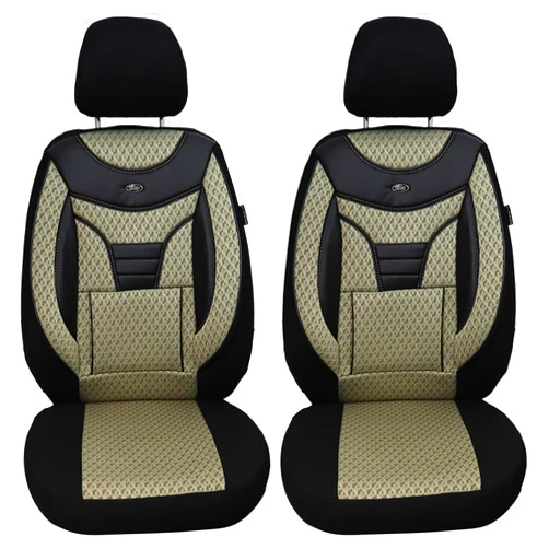 BREMER SITZBEZÜGE Bremer Sitzbezüge Made-to-Measure Seat Covers Compatible with Fiat Ducato Type 250, Driver & Passenger from 2006 / 902, Protective Cover Set in Black/Beige