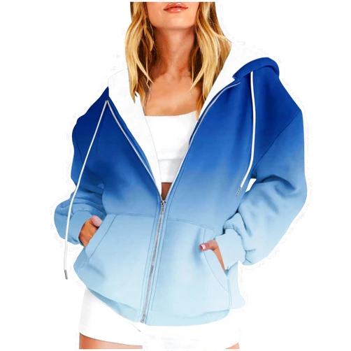 MXTPOV Womens Full Zip Up Sweatshirts Tid Dye Print Hoodies Long Sleeve Casual Jackets Winter Outfits 2024 With Pockets