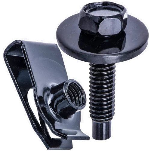 Rexka 15 Sets M6-1.0 Extruded U Nuts & Hex Head SEMS Body Bolts Kits for GM Ford Chevy Chrysler Jeep Dodge - Multipurpose - Bumper Fender Splash Shield Under Cover Hood Engine