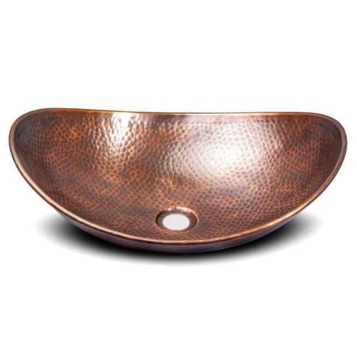 Monarch Abode 17086 Copper Hand Hammered Harbor Bathroom Vessel Sink (19 inches) - Copper Bathroom Sink - Copper Vessel Sinks for Bathrooms - Hammered Copper Sink for Bathroom - Copper Sink Vessel