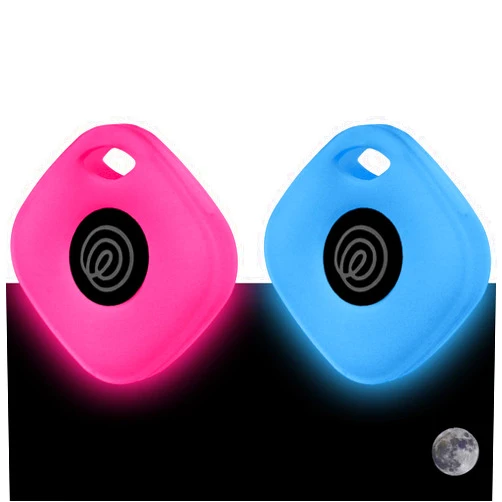 Fretime Silicone Case for Tile Mate 2024 with Carabiners, 2 Pack Anti-Scratch Protective Cover for Tile Tracker (Luminous - Blue & Pink)