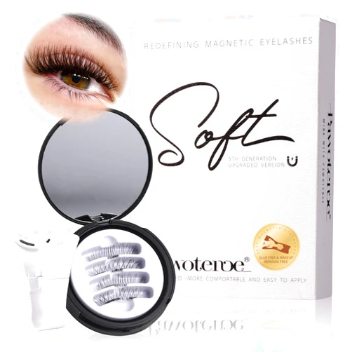 Pawotence Magnetic Eyelashes with Applicator Magnetic Lashes Natural Look, Soft Magnets False Eyelashes Magnetic Lashes Cat Eye, No Glue No Eyeliner Needed Easy to Wear Reusable Magnetic Eyelashes Kit