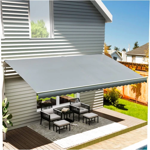 YITAHOME 13' x 10' Patio Retractable Awning, Sun Shade Shelter Cover Patio Canopy Sunsetter Awnings for Patio Deck Yard with UV Protection and Easy Crank Opening, Gray