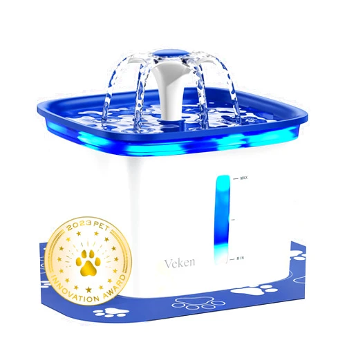 Veken 95oz/2.8L Pet Fountain, Automatic Cat Water Fountain Dog Water Dispenser with Replacement Filters for Cats, Dogs, Multiple Pets (Blue, Plastic)