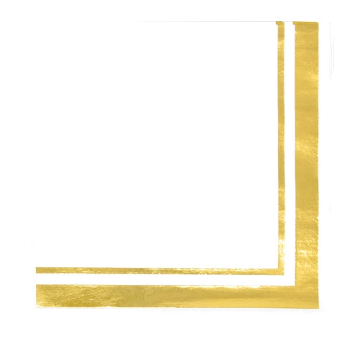 Gift Boutique 120 Gold and White Cocktail Beverage Napkins 3 Ply Metallic Gold Foil Trim Stripe Disposable Paper Dessert Napkin for Wedding Holiday Baby Shower Graduation Party Supplies Decorations