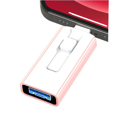 GNASEET 256GB USB Flash Drive for Phone and Pad, Photo Stick High Speed External USB Thumb Drives Photo Storage Memory Stick for Save More Photos and Videos (Pink, 256GB)