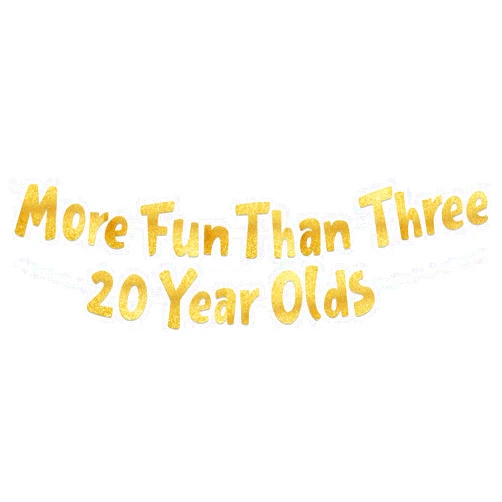 Sterling James Co. More Fun Than Three 20 Year Olds Gold Glitter Banner - Happy 60th Birthday Party Banner - 60th Birthday Party Decorations and Supplies - 60th Wedding Anniversary Decorations
