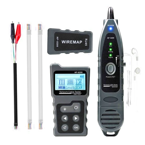 KOLSOL Network Cable Tester, Ethernet Wire Tracer with NCV & Lamp for CAT5 CAT6, PoE Tester Detect Voltage Measure Fault Distance by TDR NF-8209