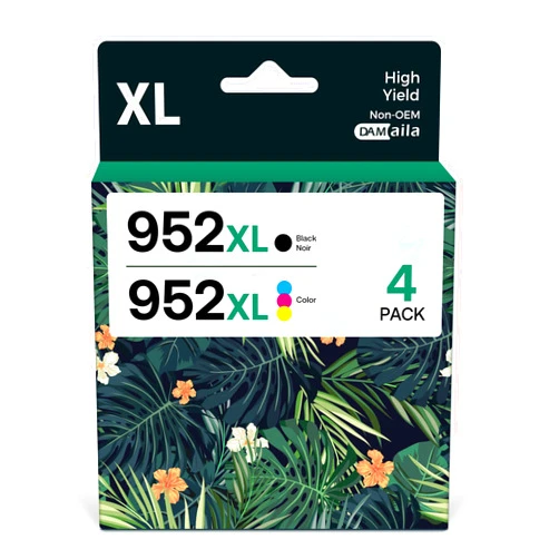 DAM aila 952XL Compatible Ink Cartridges Combo Pack Replacement for 952 XL Ink Cartridges Use with 7740 8210 8710 8720 8740 8715 7720 8725 8730 Printer (Black, Cyan, Yellow, Magenta, 4-Pack)