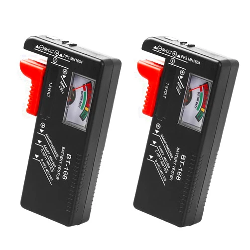 TFJAYTOO 2 Pack Battery Tester, Universal Battery Checker for AA/AAA/C/D / 9V / 1.5V Button Cell Batteries Household Battery Life Level Testers Power Monitor Meter (Requires No Battery for Operation)