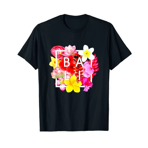 Family Heritage Gifts Flowers of Bali Word Art - Bali Indonesia Souvenir T-Shirt