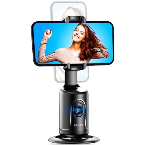 SelfieShow Auto Tracking Phone Holder, Auto Face Tracking Tripod, Portable All-in-one Smart Selfie Stick 360 Rotation Fast Face & Object Tracking Cameraman Robot Mount for Phone Video Vlog Live Streaming(Black)