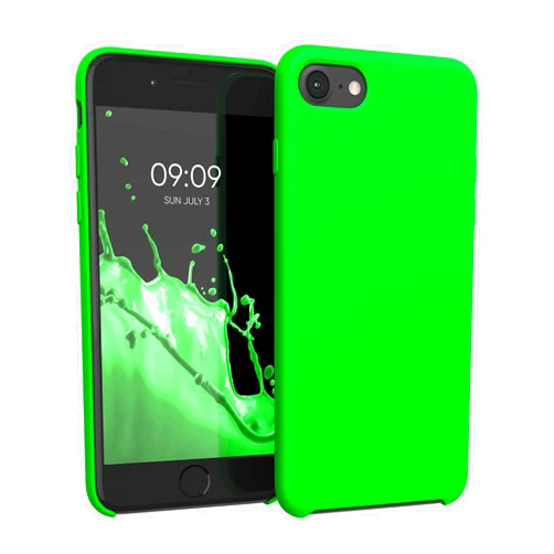 kwmobile Case Compatible with Apple iPhone SE (2022) / iPhone SE (2020) / iPhone 8 / iPhone 7 Case - TPU Silicone Phone Cover with Soft Finish - Neon Green