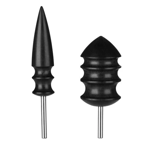 Mozeat Lens Leather Burnisher Bits for Rotary Tools, 2 Pack Wooden Electric Polished Head Leather Edge Slicker Burnishing Creaser Tool Multi Grooved PU Leather Working Tools for Cleaning DIY Crafts Projects