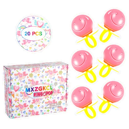 MXZGKCL Ring Pop Bulk Holiday Candy Lollipop - 20 Count Party Pack Ring Lollipops, Individually Wrapped Strawberry Flavor - Candy for Kid's Birthdays, Party Favors, Stocking Stuffers & Holiday Gift Exchanges