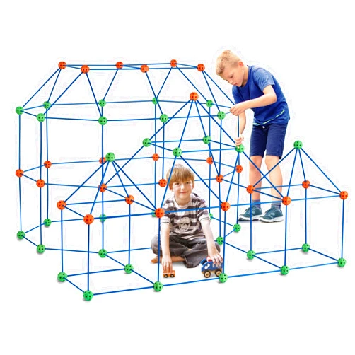 VEVOR Fort Building Kit for Kids, 180PCS STEM Building Toys, Educational Gift for 4 5 6 7 8+ Year Old Boys & Girls, Indoor Outdoor Play Tent Builder Set Construction Toys with 120 Rods and 60 Balls