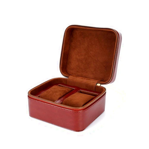 VENSOOL Premium Pu Leather Handmade Single 2 Watch Storage Box For Men For Women Travel Display 2 Watch Case Jewelry Gift Box Handcrafted Watch Organizer ProCase Square shape Green (Brown)