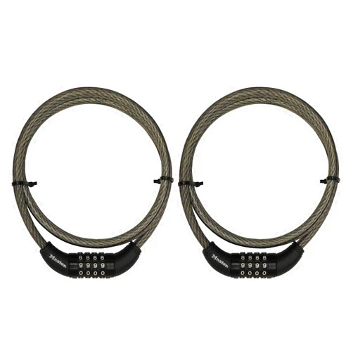 LOCK Master Bike Cable with Combination Barrel, 5 Feet Long (Pack of 2) with Protective Vinyl Coating That Protects Against Scratches