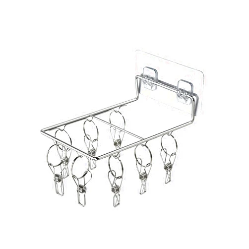 NOOMIEQCF Clothes Drying Rack Towel Rack Sock Drying clamp Stainless Steel Drying Drip Hanger Self Adhensive Hanger Rack for Socks Gloves Baby Clothes
