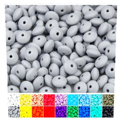 FIVEIZERO 180Pcs FIVEIZERO Silicone Lentil Beads,12mm Silicone Abacus Focal Beads Silicone Beads Bulk Colorful DIY Loose Beads for Bracelet Necklace Crafts Pen Making（Ground Lime）