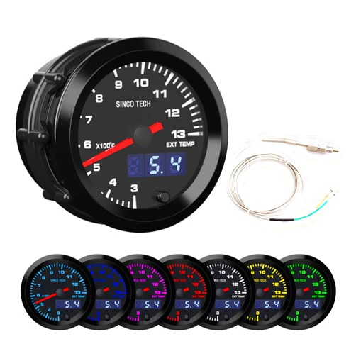 SINCO TECH 52mm Gauge Car Meter Digital Display Pointer 7 Colors Backlight 12V Universal Gauge Kit…… (Exhaust Temperature Gauge)