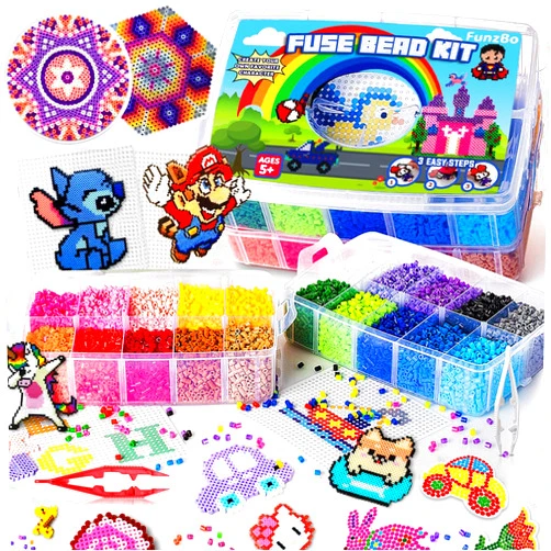 FUNZBO 23000 5mm Fuse Beads Kit - 22 Colors | 106 Patterns, Easter Home School Arts and Crafts Supplies for Kids, Toys Set, Art Decorations for Room, Gifts for Girls and Boys Age 5+