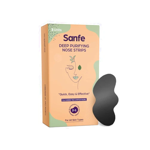 Sanfe Deep Purifying Nose Strips for Women - Pack of 3 with Fuji Green Tea & Witch Hazel extracts | Removes Whiteheads | Blackheads and cleanses pores | Use on Nose